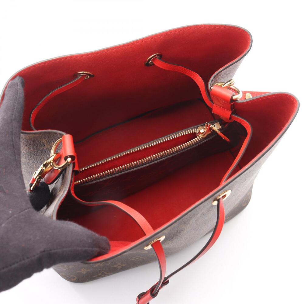 Louis Vuitton Leather NeoNoe Bag Canvas Brown Shoulder Red Monogram
